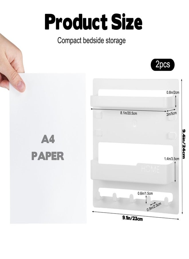 WAKCCIL Sturdy Bedside Organizer Shelf for Dorm, Adhesive Bedside Wall Storage with Cable Clips, Space-Saving Floating Shelf for College Preppy Teen Adult Room Bedroom College Back to School Essentials - Image 2